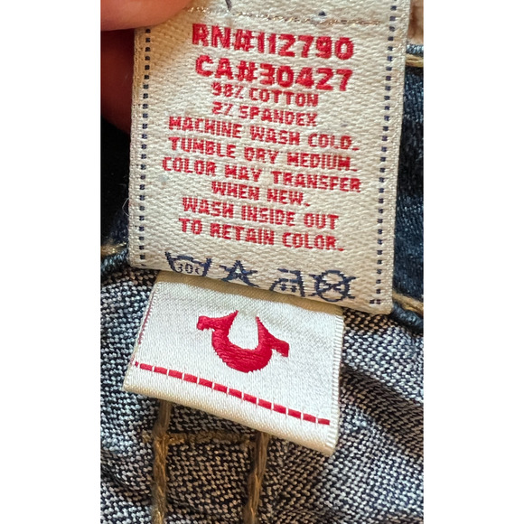 True Religion Billy Jeans Womens Size 28 Blue Straight Leg Low Rise Designer - Picture 3 of 12